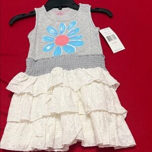 Design History Gray and White Floral Kids Dress
